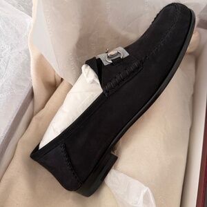 New In Box Gucci 1953 Black Suede Horsebit Loafer Size  36